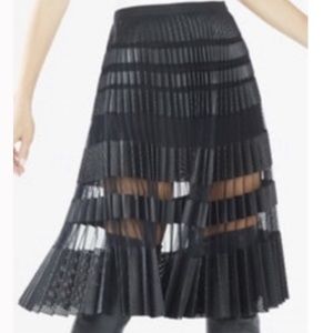 BCBG Taura Faux-Leather & Mesh Swing Skirt